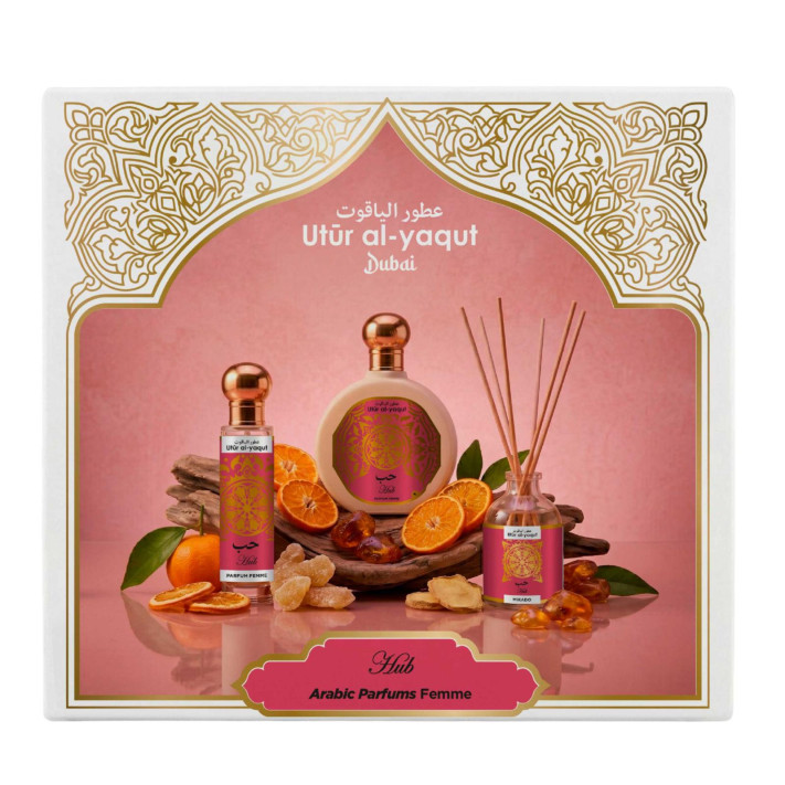 UTUR AL YAQUT WOMEN Arabska woda perfumowana HUB zestaw edp 100 ml + 30 ml + patyczki zapachowe 50 ml