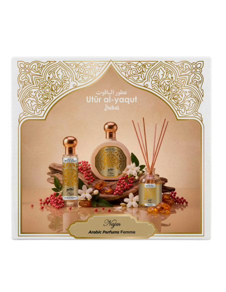UTUR AL YAQUT WOMEN Arabska woda perfumowana NAJM zestaw edp 100 ml + 30 ml + patyczki zapachowe 50 ml
