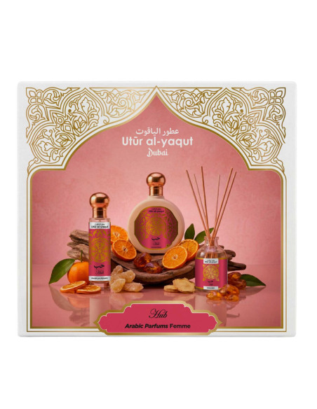 UTUR AL YAQUT WOMEN Arabska woda perfumowana HUB zestaw edp 100 ml + 30 ml + patyczki zapachowe 50 ml