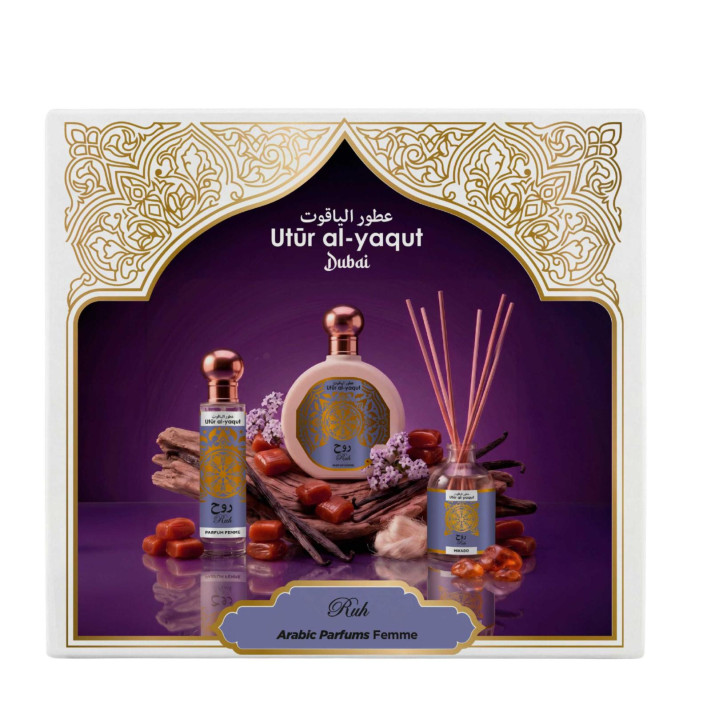 UTUR AL YAQUT WOMEN Arabska woda perfumowana RUH zestaw edp 100 ml + 30 ml + patyczki zapachowe 50 ml